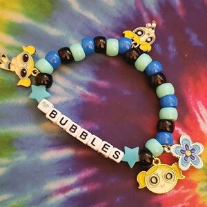 Handmade Beaded Powerpuff Girls Bubbles Kandi Bracelet